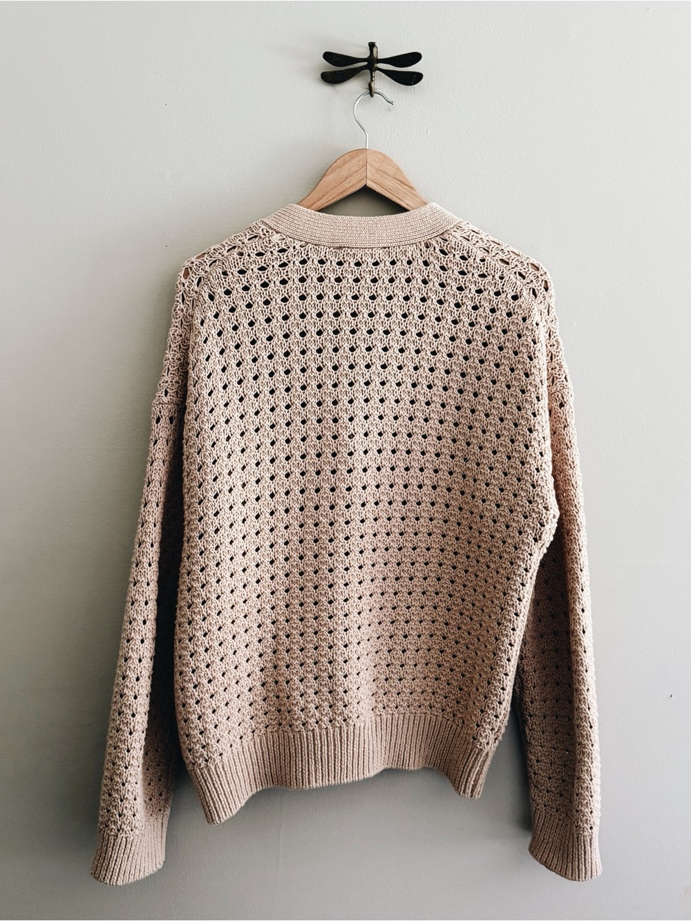 Ann Taylor Cozy Women's Open-Knit Tan Button Relaxed Fit Cardigan Sweater XXL - Picture 5 of 5